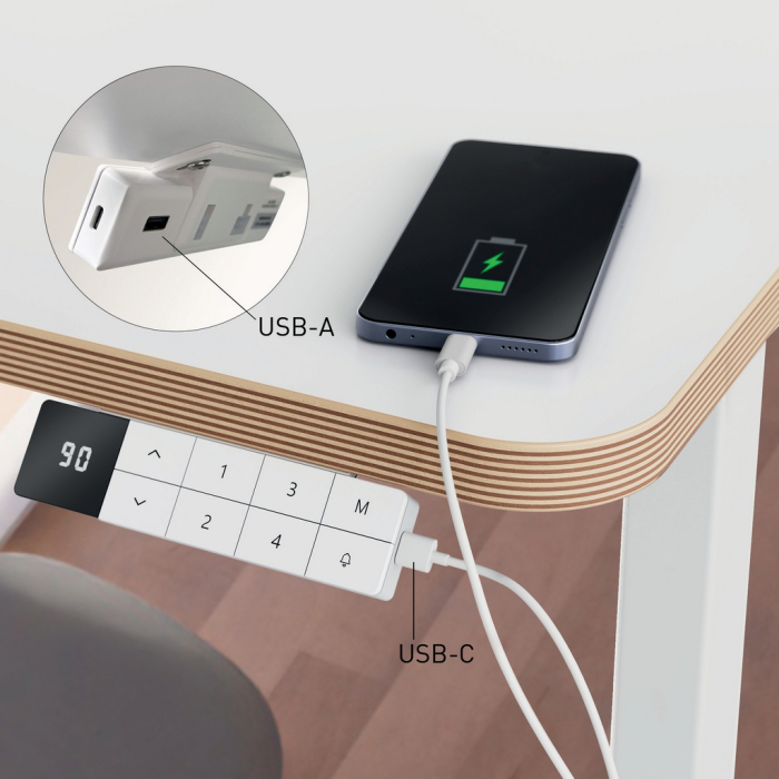 Birou ergonomic electric LEITZ Ergo 140x80 cm reglabil pe inaltime alb [5]