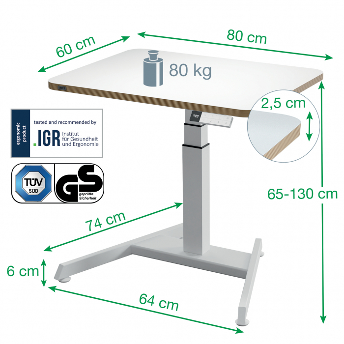 Birou Ergonomic Leitz Ergo – Electric, Ajustabil pe Inaltime, Alb [5]