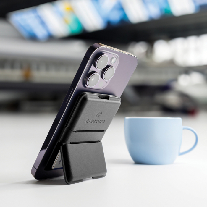 Portofel magnetic pentru telefon C-Secure MagSafe, protectie RFID, suport stand [10]