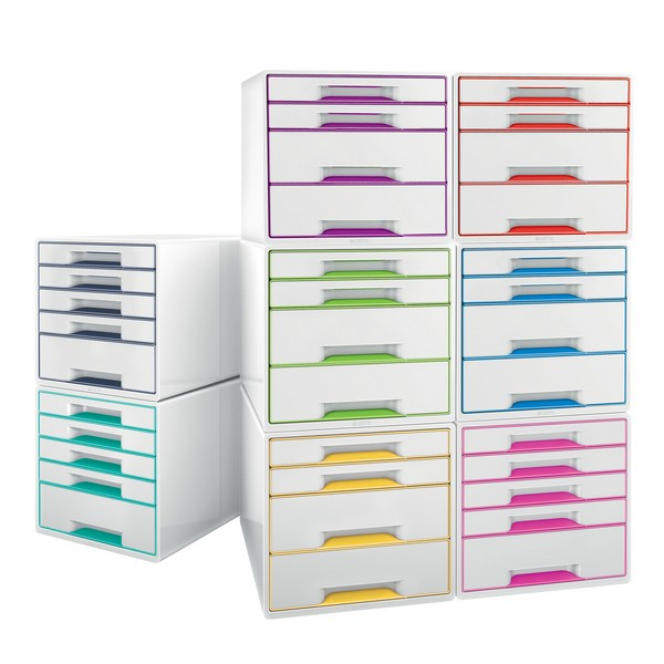 Cabinet cu 4 sertare Leitz WOW cu tavita organizare, alb-mov [6]