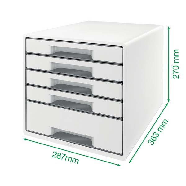 Cabinet cu 5 sertare Leitz WOW cu tavita organizare, alb-roz [6]