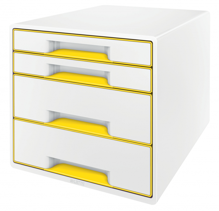 Cabinet cu 4 sertare Leitz WOW cu tavita organizare, alb-diverse culori [6]