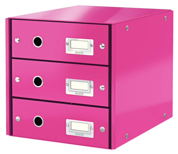 Cabinet cu 3 sertare Leitz WOW Click&Store, roz [2]