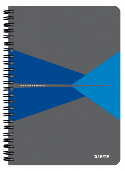 Caiet de birou Leitz Office, PP, certificare FSC, reciclabil, A5, 90 coli, cu spira, dictando, albastru [1]