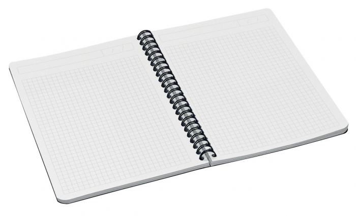 Caiet de birou Leitz Office, PP, certificare FSC, reciclabil, A5, 90 coli, cu spira, matematica, albastru [3]