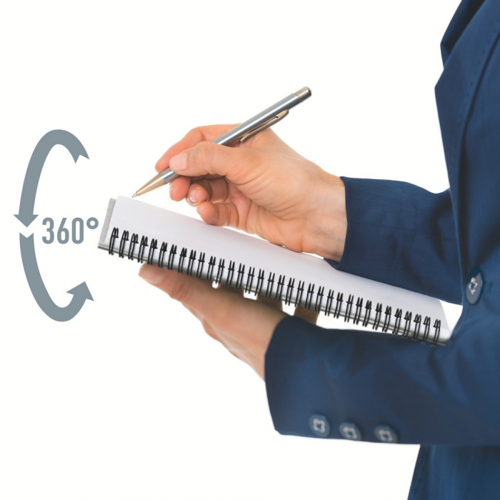Caiet de birou Leitz Office, PP, certificare FSC, reciclabil, A5, 90 coli, cu spira, matematica, albastru [5]