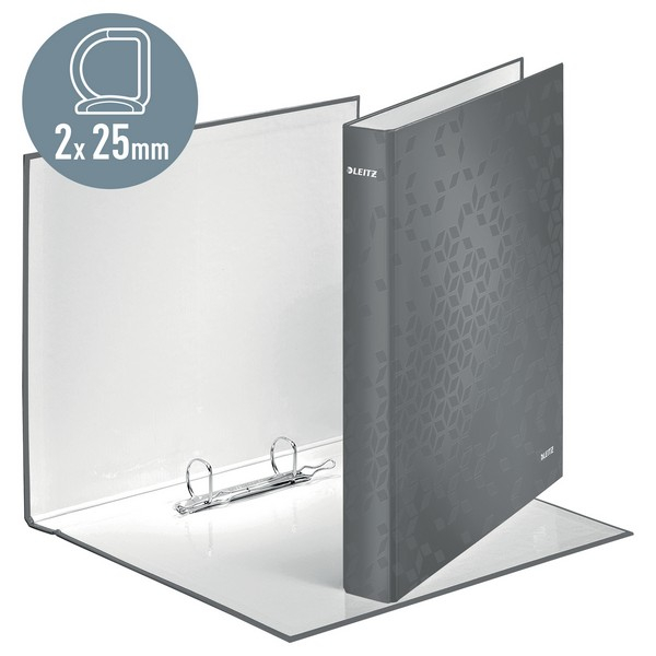 Caiet mecanic A4 cu 2 inele 25mm Leitz WOW negru [7]
