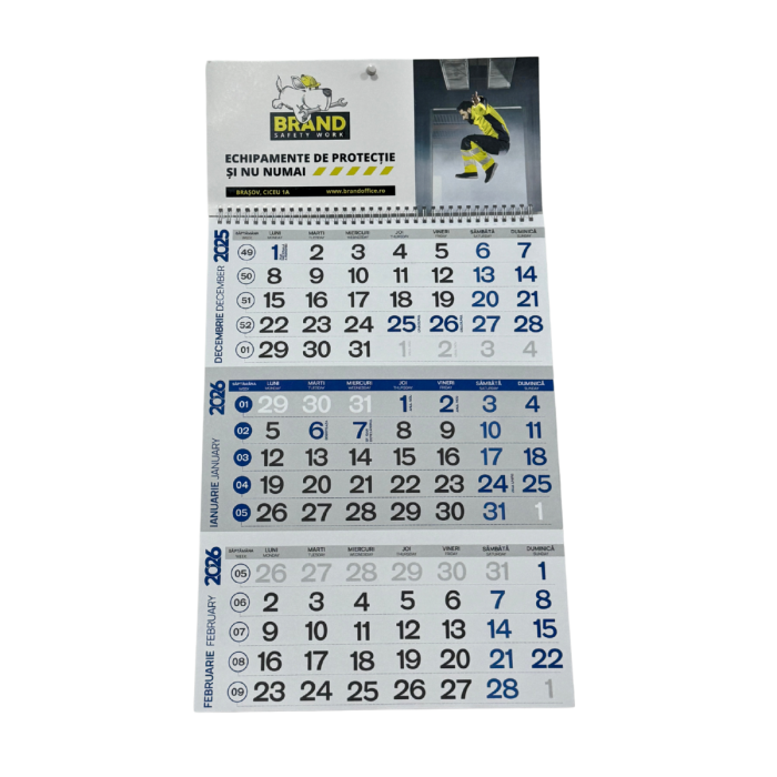 Calendar perete 4 luni pliat – personalizare corporate [2]