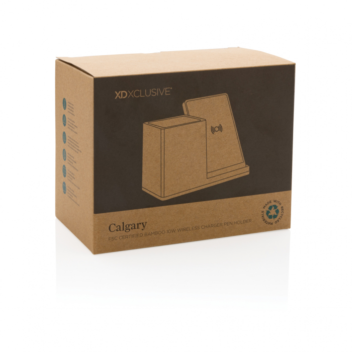 Calgary incarcator wireless 10W din bambus FSC® cu suport pentru birou [11]