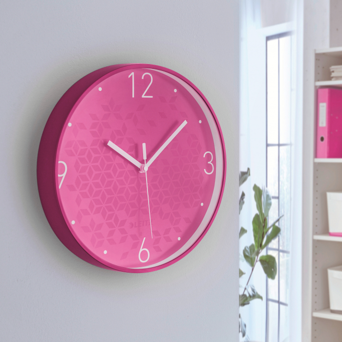 Ceas de perete Leitz WOW, silentios, 29 cm, roz [2]