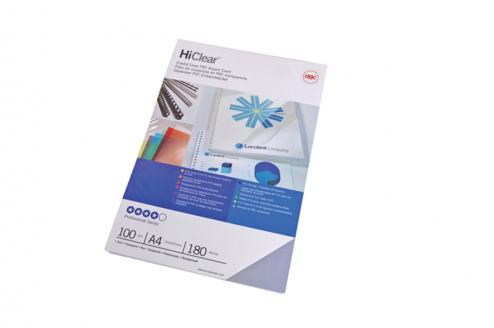 Coperta legare documente GBC, PVC, A4, 180 mic, 100 buc/set, transparent [2]