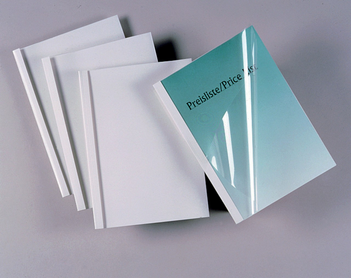Coperta legare termica GBC, PVC/Carton, A4, 150 mic/240 gsm, 15 coli, 100 buc/set, alb [2]