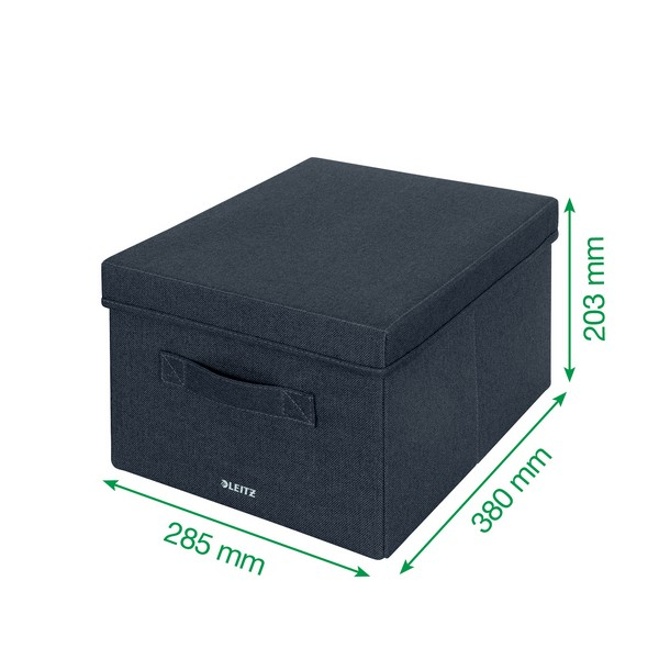 Cutie depozitare Leitz, material textil, pliabila, cu capac si maner, 28x20x38 cm, 2 buc/set, gri-carbune [7]