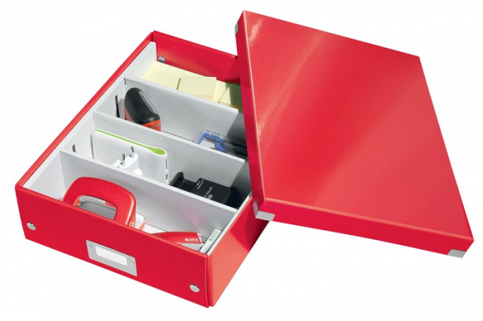 Cutie depozitare Leitz WOW Click & Store Organizer, carton laminat, cu capac, 28x10x37 cm [3]