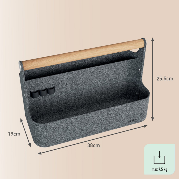 Cutie portabila organizator textil cu maner negru Leitz [2]