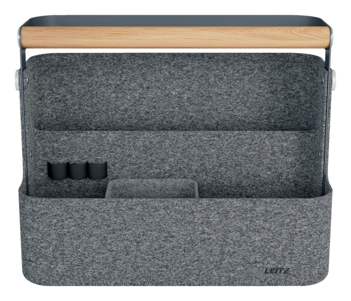 Cutie organizator portabila textila cu suport prindere birou negru Leitz [8]