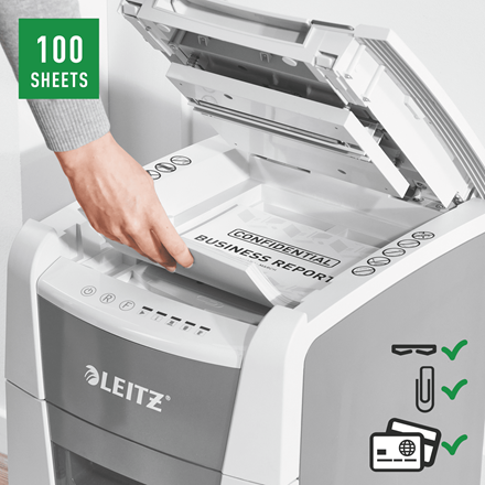 Distrugator pentru documente Leitz IQ Slim Home Office, P4, cross-cut(confetti) [2]