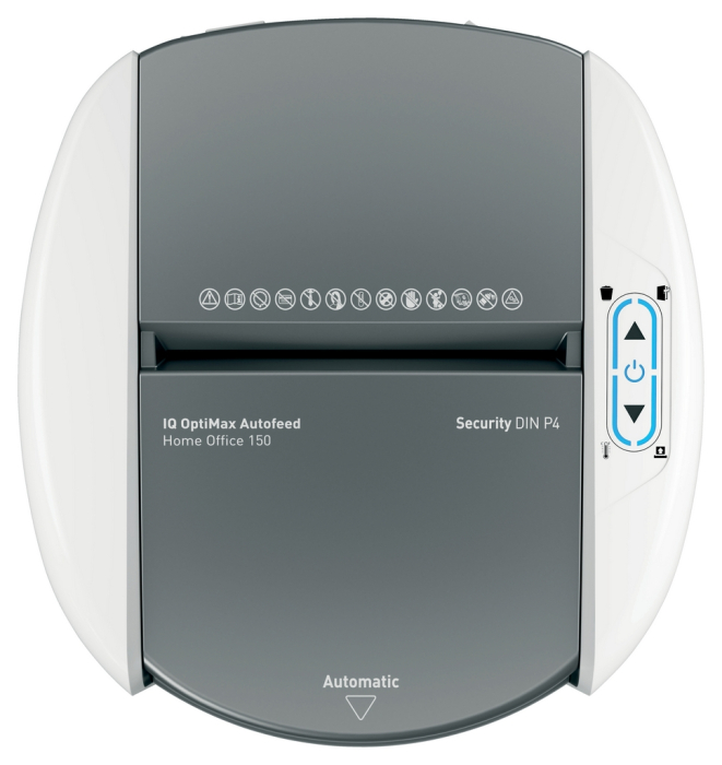 Distrugator documente automat Leitz OptiMax Home Office, P4, cross-cut (confeti), 150 coli, cos 15L, alb-gri [4]
