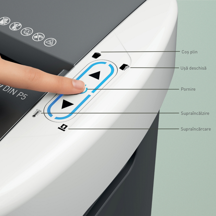 Distrugator documente automat Leitz OptiMax Home Office, P4, cross-cut (confeti), 150 coli, cos 15L, alb-gri [6]