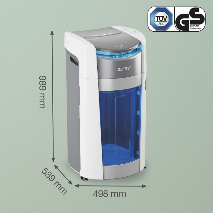 Distrugator documente automat Leitz OptiMax Office Pro, P5, Micro-cut (particule), 600 coli, cos 50L, alb-gri [8]