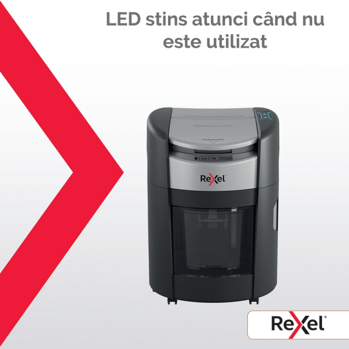 Distrugator documente automat REXEL SHREDMAX 150M, P5, micro-cut (particule), 150 coli, cos 15L, negru-gri [11]