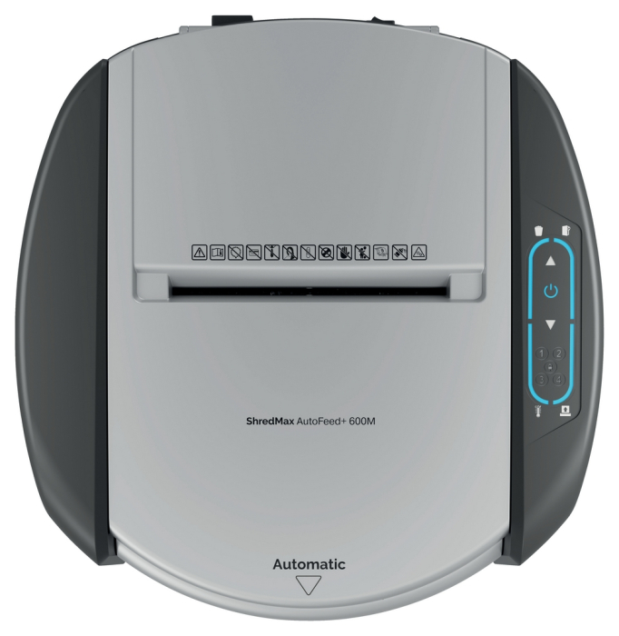Distrugator documente automat REXEL SHREDMAX 600M, P5, micro-cut (particule), 600 coli, cos 50L, negru-gri [9]