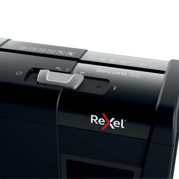 Distrugator documente manual REXEL SECURE S5, P2, strip-cut (fasii), 5 coli, 10l [4]