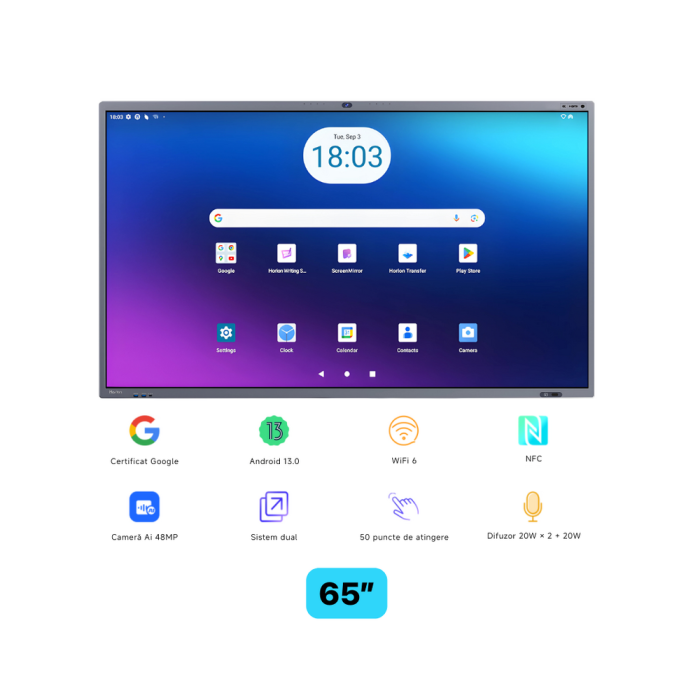 Ecran interactiv HORION 65M6APro, 65 inch, 8GB DDR4 + 128GB Standard, Android 13, A31D2, octa core A [2]