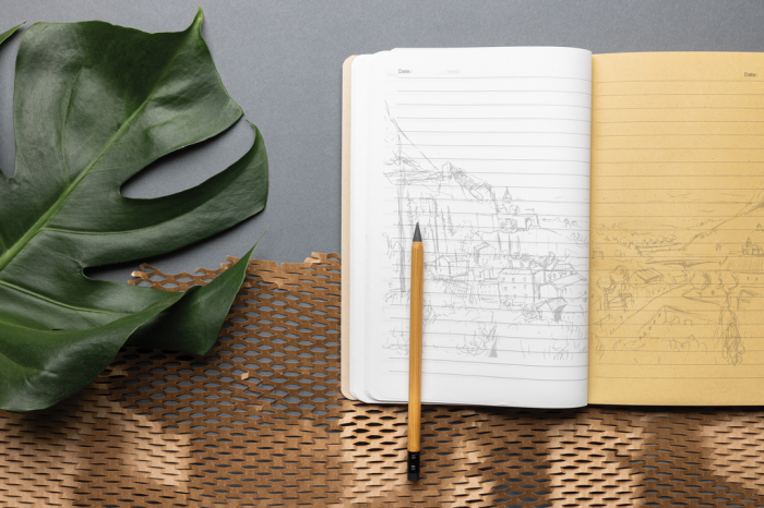 Agenda A5 Elowen fara lemn – coperta trestie de zahar si pagini eco mixte [11]