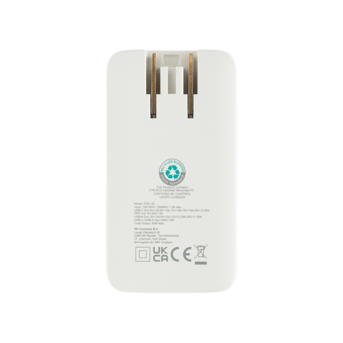 Incarcator Fluxo RCS GaN 65W ultra-subtire, USB-C, USB-A, prize US, EU si UK [6]