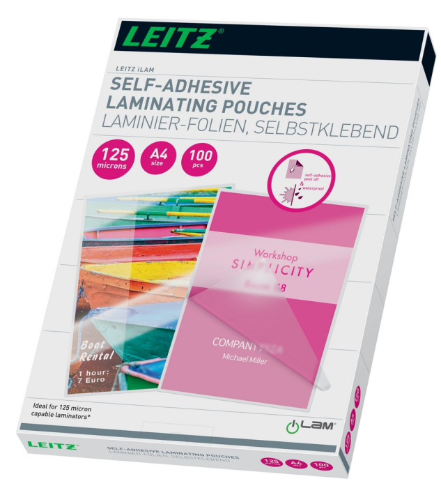Folie laminare Leitz, la cald, adeziva, A4, 125 mic, 100 buc/set [1]