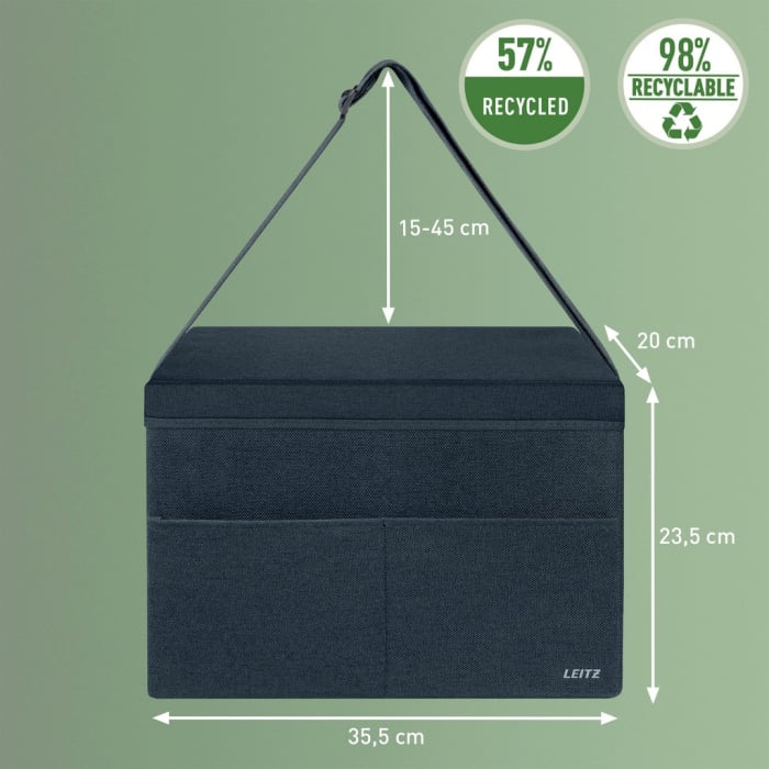 Geanta Leitz Compacta din material textil cu capac, gri catifea, pliabila [2]