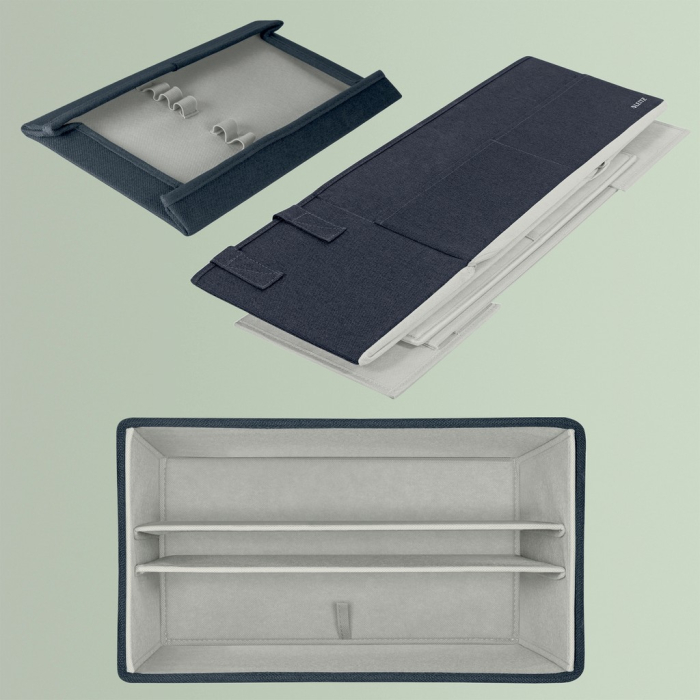 Geanta Leitz Compacta din material textil cu capac, gri catifea, pliabila [3]