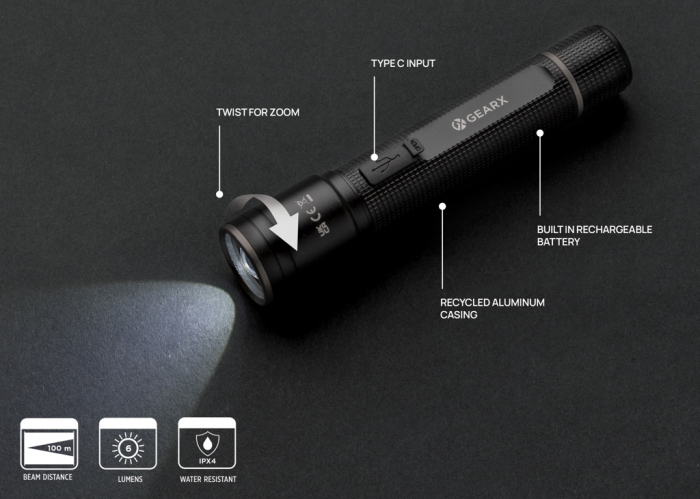 Lanterna Gear X RCS aluminiu reciclat – 100 lumeni, reincarcabila USB-C, IPX4 [9]