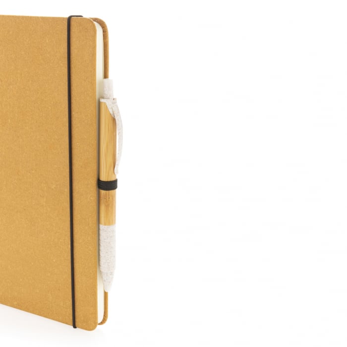 Agenda A5 piele reciclata GRS cu elastic si suport pix – personalizabila [7]