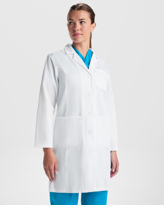 Halat de laborator dama Vaccine Woman, cambrat cu guler cu clapeta [2]