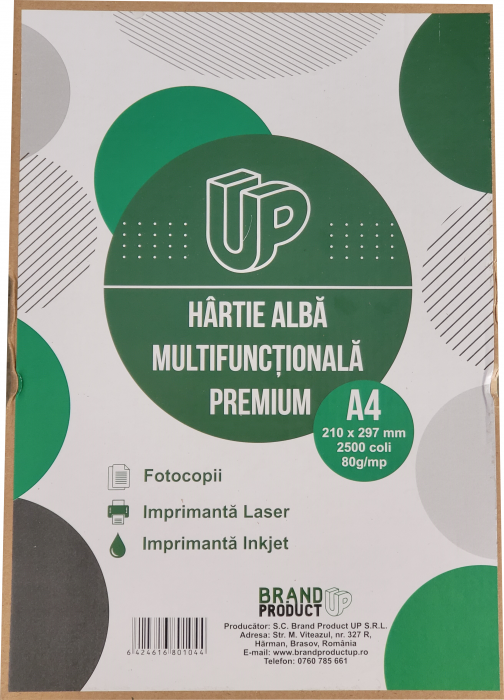 Hartie copiator A4 80gr 2500coli/cutie Brand UP [2]