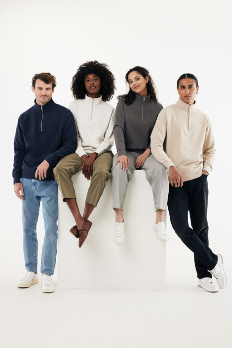 Bluza unisex IQONIQ Elgon, bumbac organic si reciclat, cu fermoar sfert, 300 GSM [17]