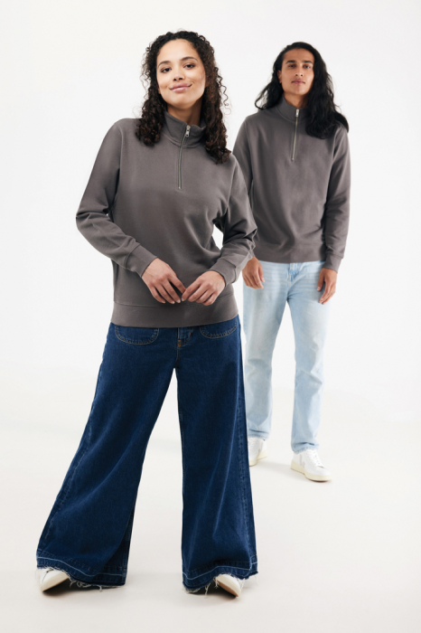 Bluza unisex IQONIQ Elgon, bumbac organic si reciclat, cu fermoar sfert, 300 GSM [15]