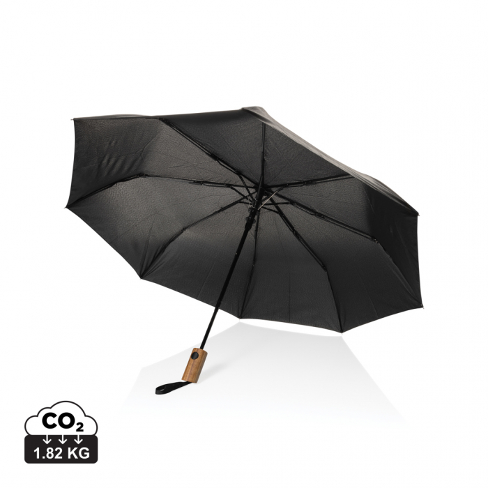 Umbrela mini automata Kaycey AWARE RPET cu maner acacia 21” [1]