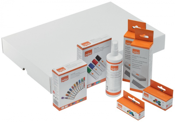 Kit accesorii NOBO Move & Meet, pentru sistemul mobil, include 14 markere, 20 magneti, 2 bureti si spray de curatare 250 ml [3]