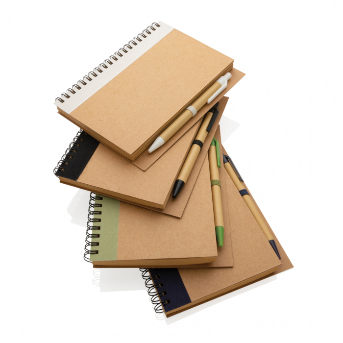 Agenda cu spira si coperta kraft, cu pix – personalizabila si eco-friendly [7]