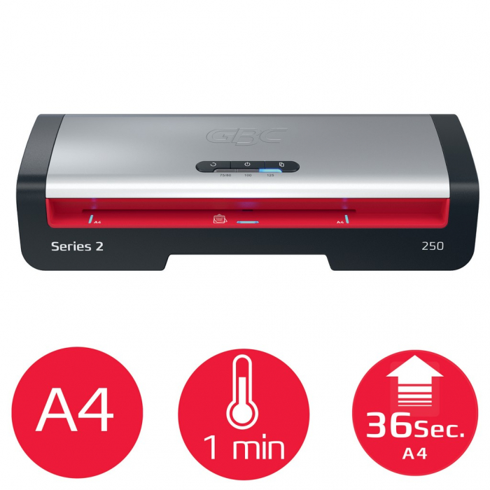 Laminator GBC 250 Office, A4, kit folii laminare inclus, negru-argintiu [4]