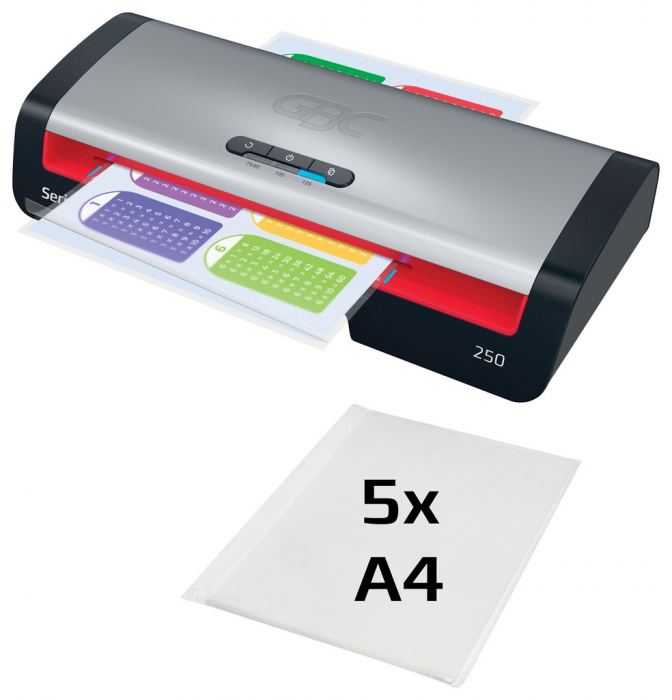 Laminator GBC 250 Office, A4, kit folii laminare inclus, negru-argintiu [2]