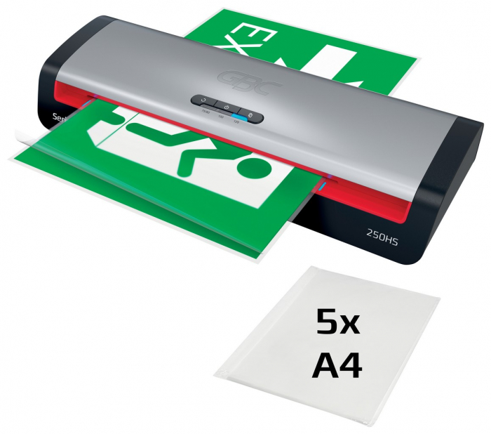Laminator GBC 250HS Office, A3. kit folii laminare inclus, negru-argintiu [2]