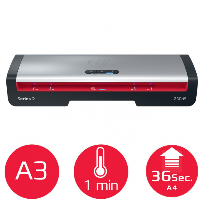 Laminator GBC 250HS Office, A3. kit folii laminare inclus, negru-argintiu [4]