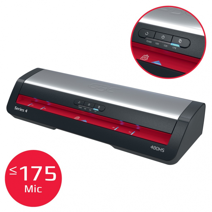 Laminator GBC 480HS Office Pro, A3, kit folii laminare inclus, negru-argintiu [5]