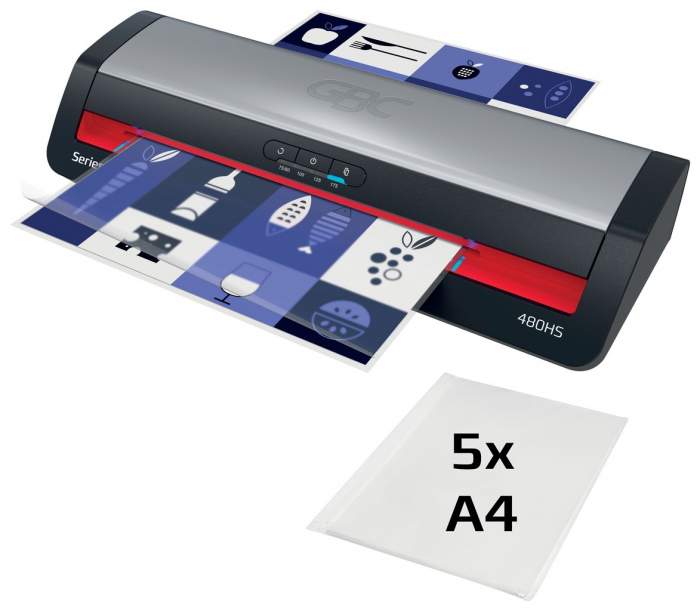 Laminator GBC 480HS Office Pro, A3, kit folii laminare inclus, negru-argintiu [2]