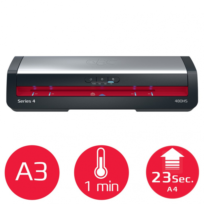 Laminator GBC 480HS Office Pro, A3, kit folii laminare inclus, negru-argintiu [4]