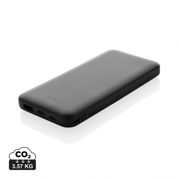 Powerbank 10.000 mAh din plastic reciclat RCS, cabluri integrate – Lockhart [1]